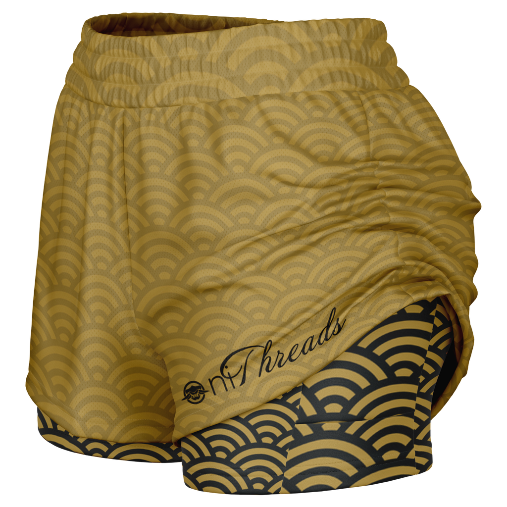 Seigaiha “Gilded Tide” 2-in-1 Shorts - Oni Threads
