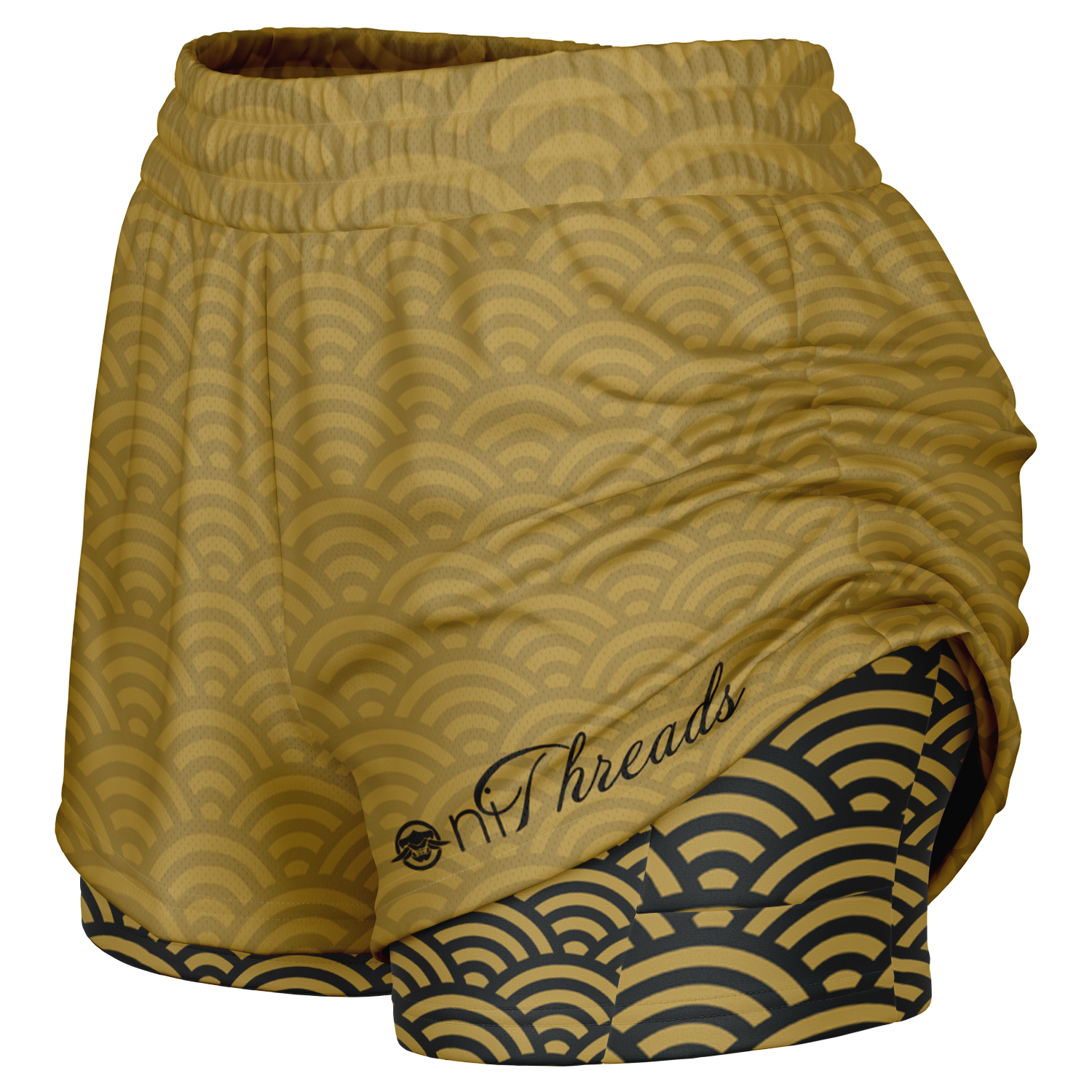 Seigaiha “Gilded Tide” 2-in-1 Shorts - Oni Threads