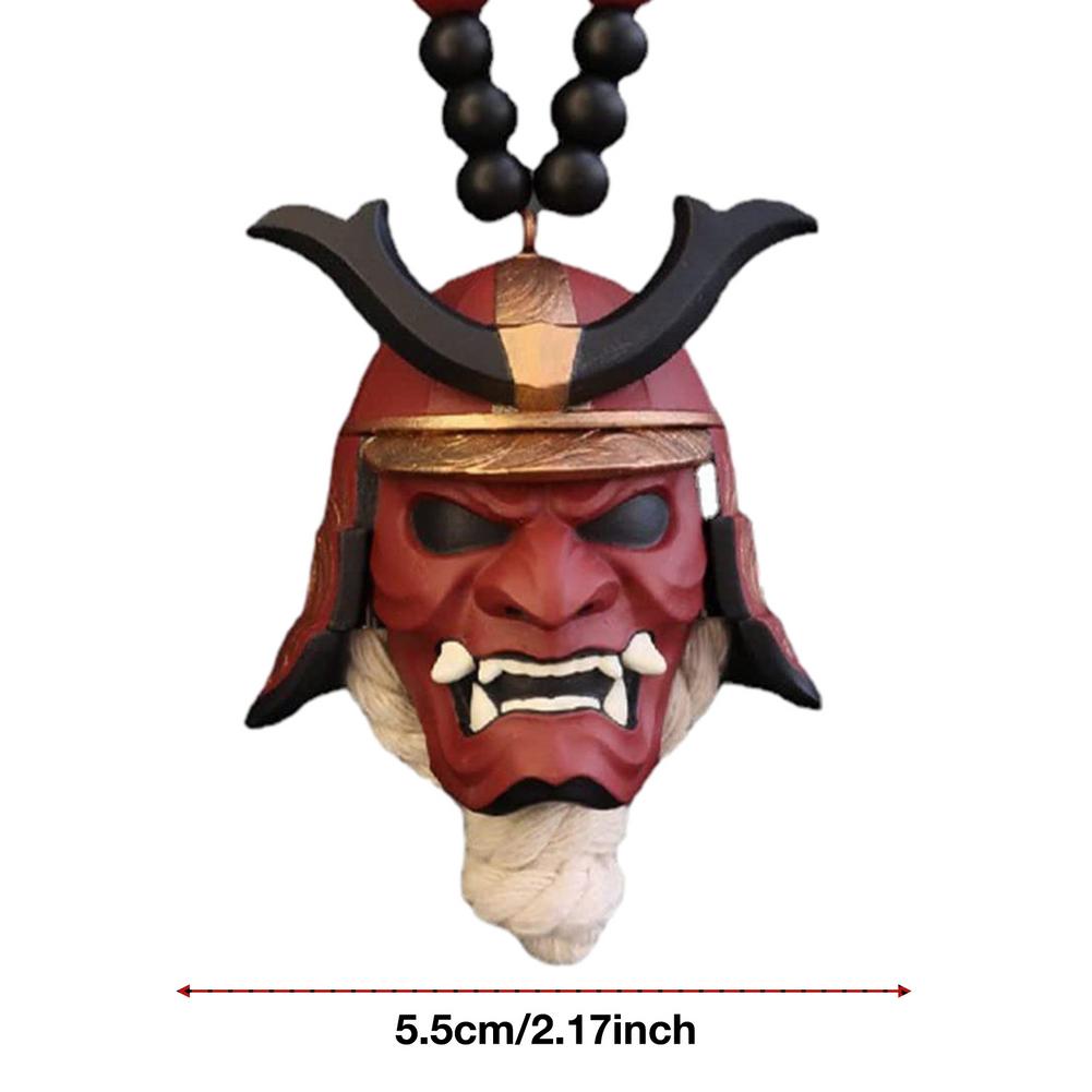 Japanese Oni Samurai Mask Helmet Car Hanging Pendant - Oni Threads