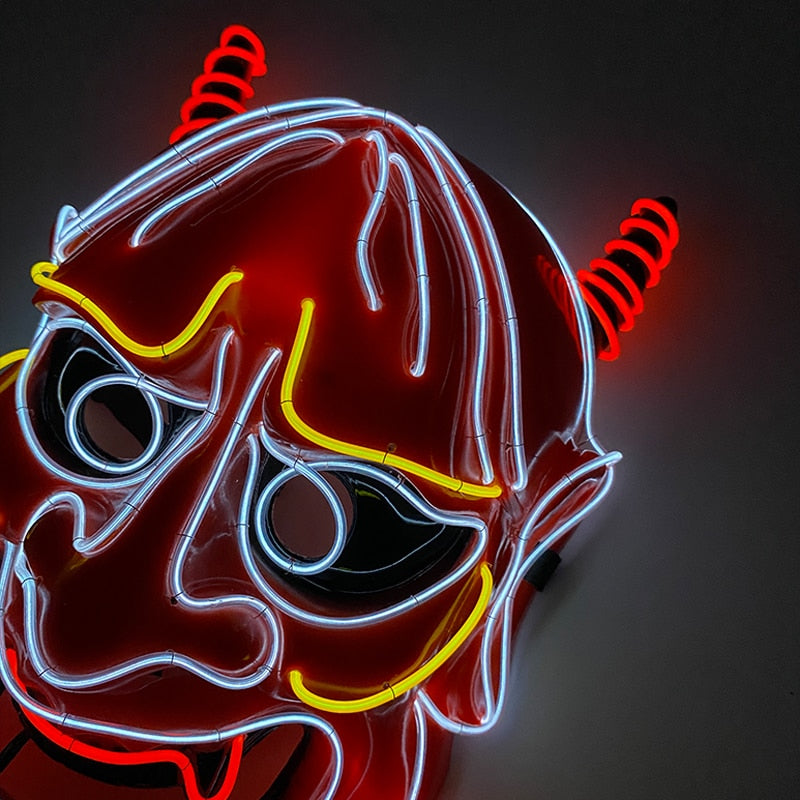 NEW LED Glowing Neon Wire Oni Demon Mask Costume - Oni Threads