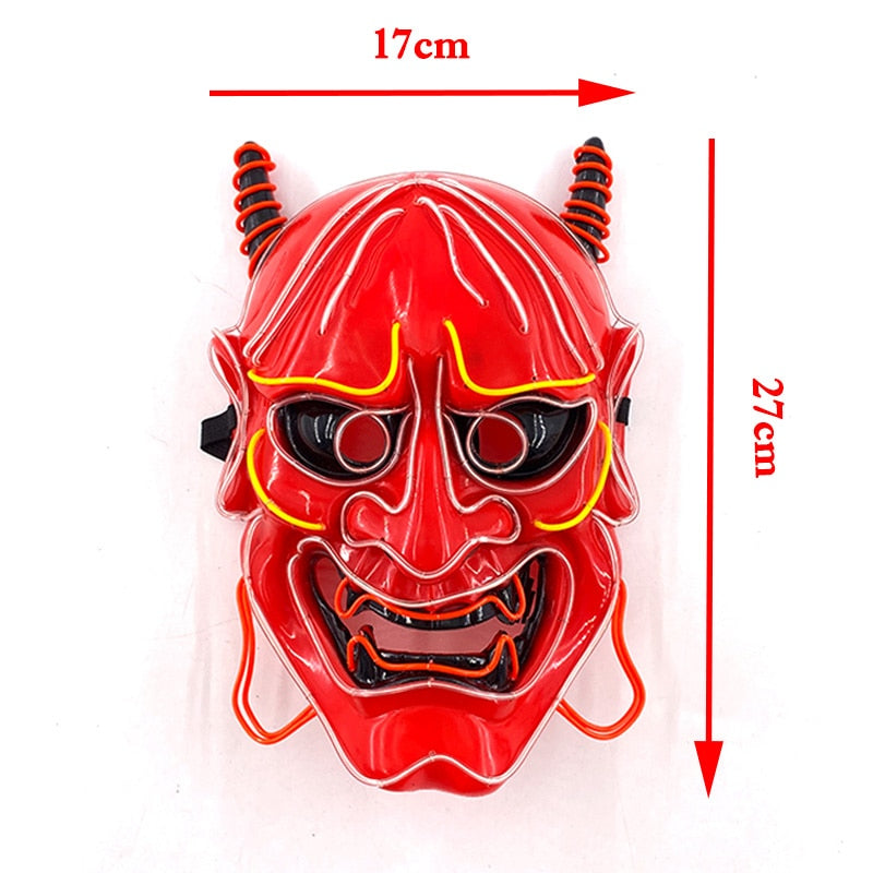 NEW LED Glowing Neon Wire Oni Demon Mask Costume - Oni Threads