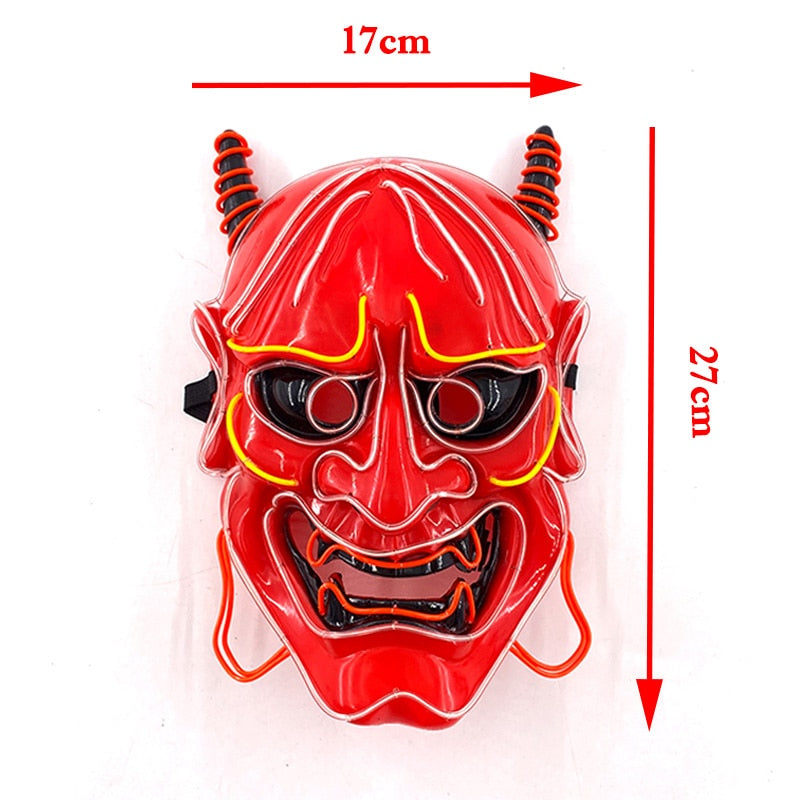 NEW LED Glowing Neon Wire Oni Demon Mask Costume