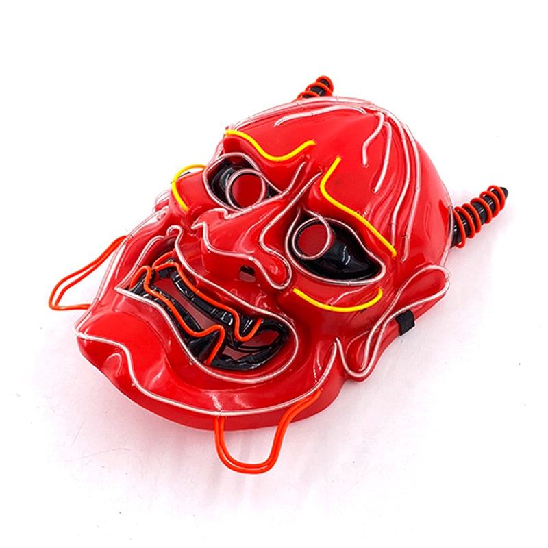 NEW LED Glowing Neon Wire Oni Demon Mask Costume - Oni Threads