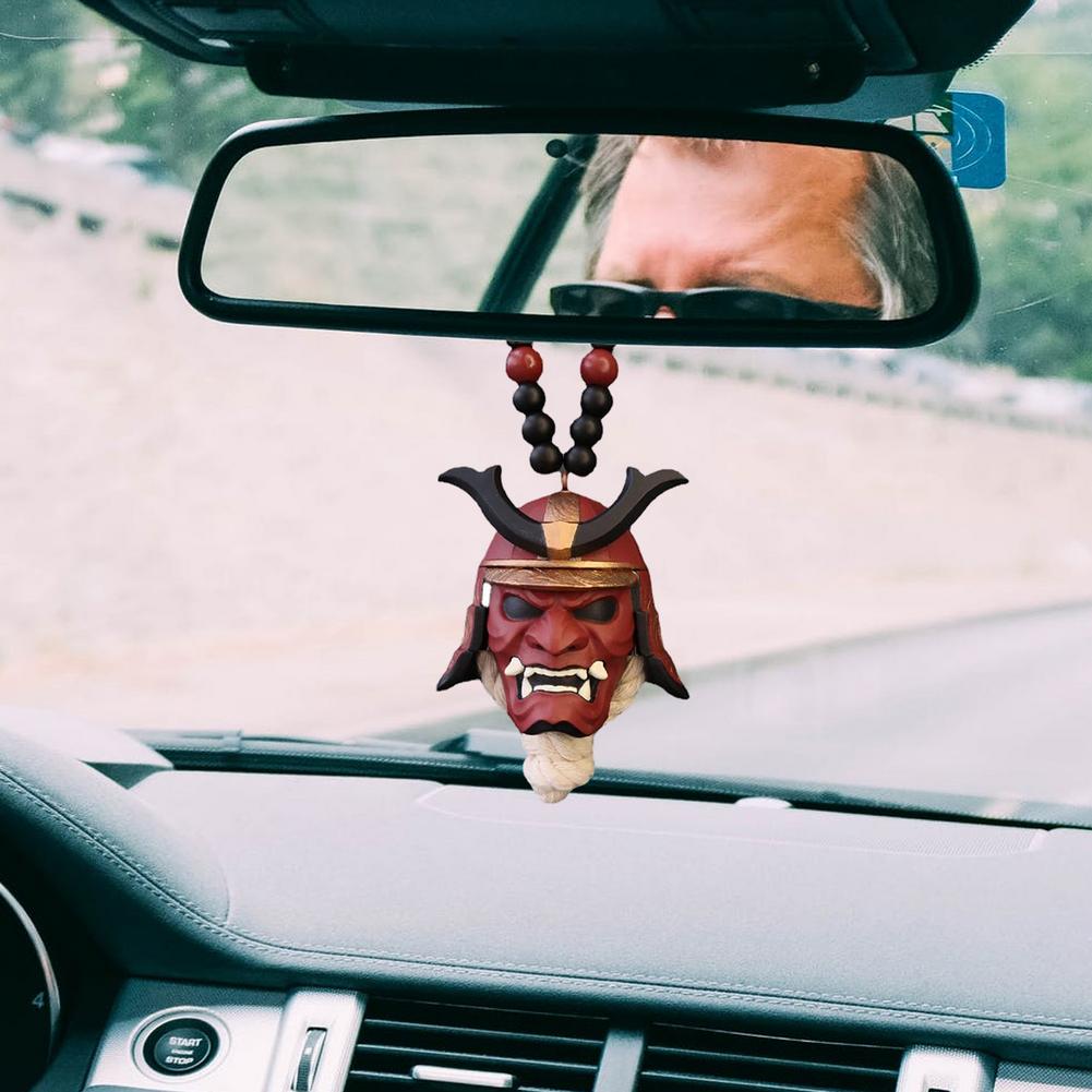 Japanese Oni Samurai Mask Helmet Car Hanging Pendant - Oni Threads