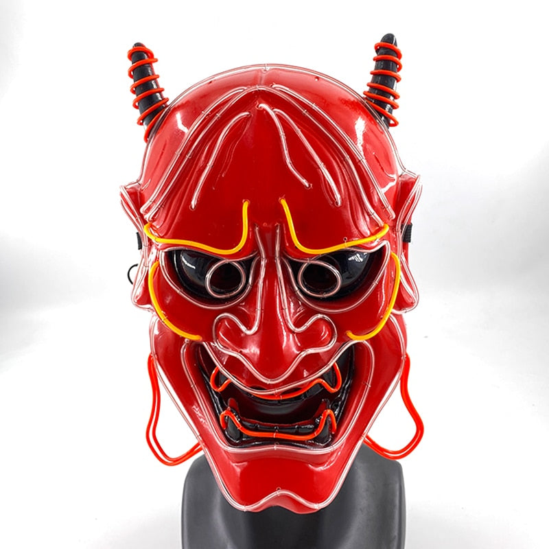 NEW LED Glowing Neon Wire Oni Demon Mask Costume - Oni Threads