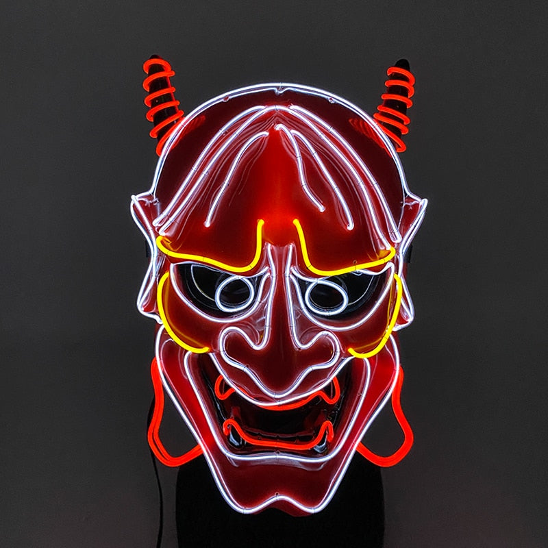 NEW LED Glowing Neon Wire Oni Demon Mask Costume - Oni Threads