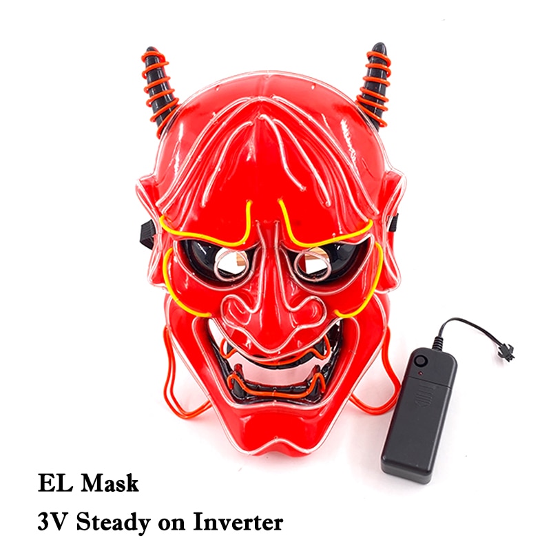 NEW LED Glowing Neon Wire Oni Demon Mask Costume - Oni Threads