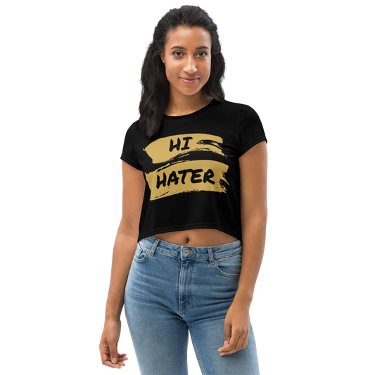 Hi Hater Bye Hater All-Over Print Crop Tee - Oni Threads