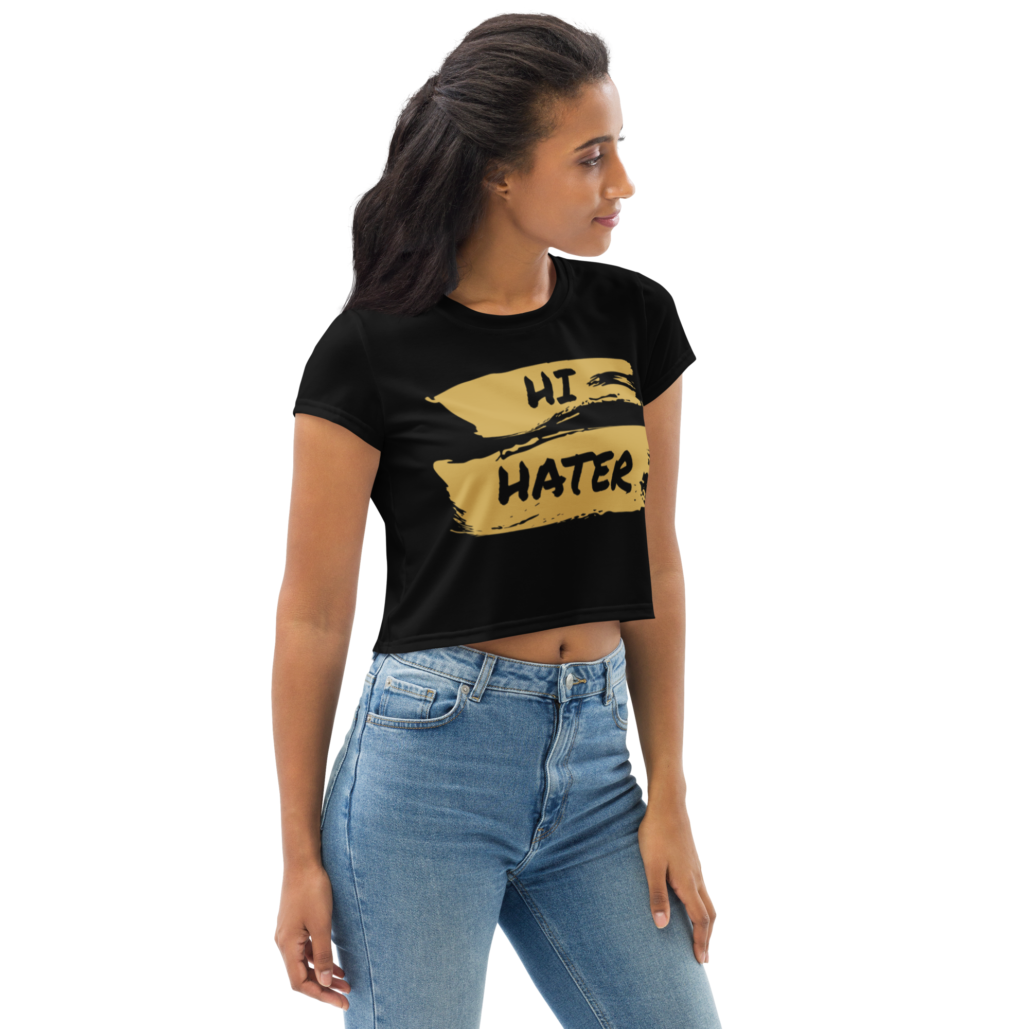 Hi Hater Bye Hater All-Over Print Crop Tee