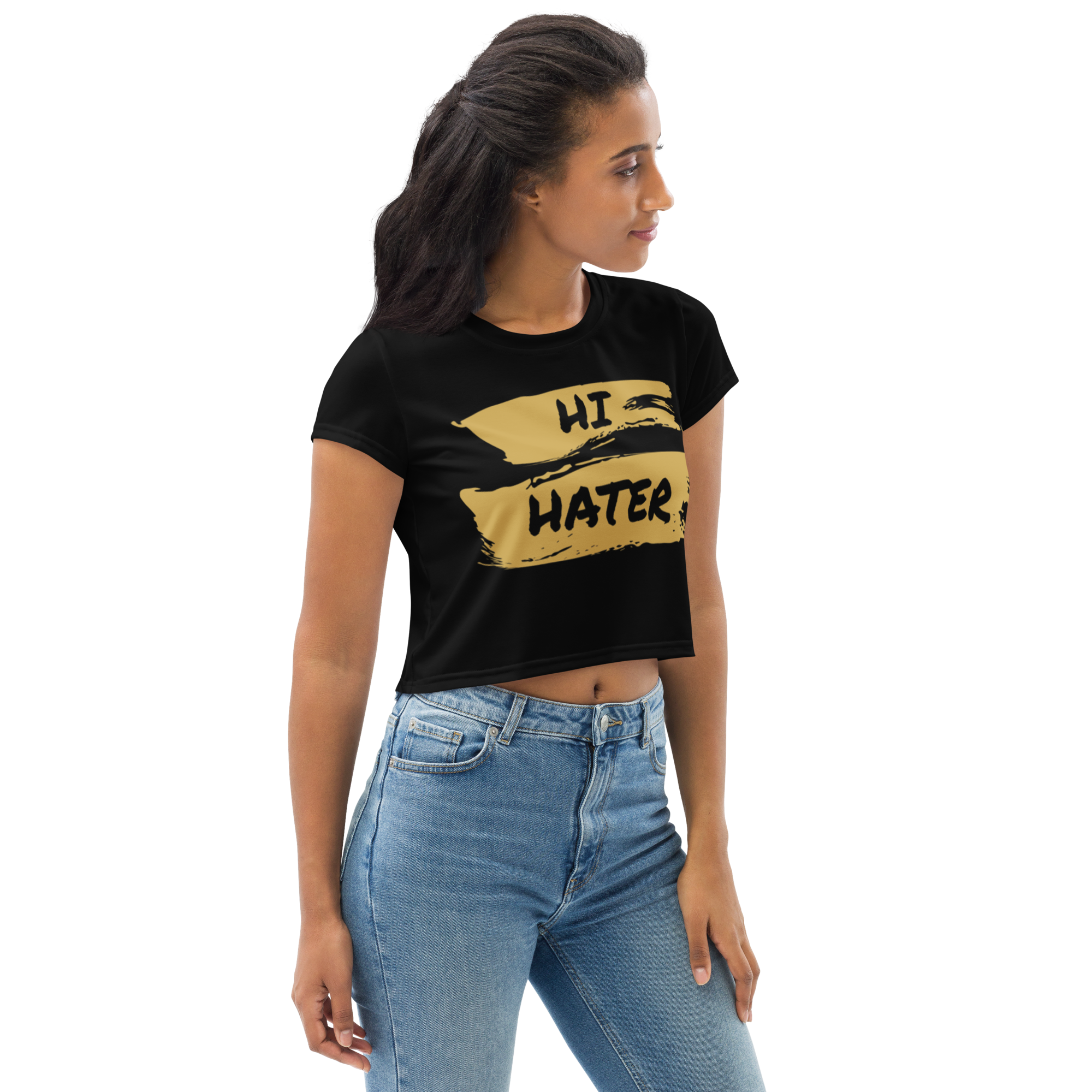 Hi Hater Bye Hater All-Over Print Crop Tee - Oni Threads