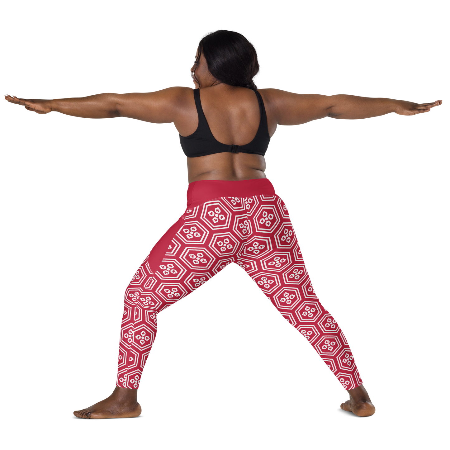 Red Kikkou Leggings with pockets - Oni Threads