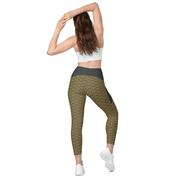 Gold Seigaiha Leggings with pockets