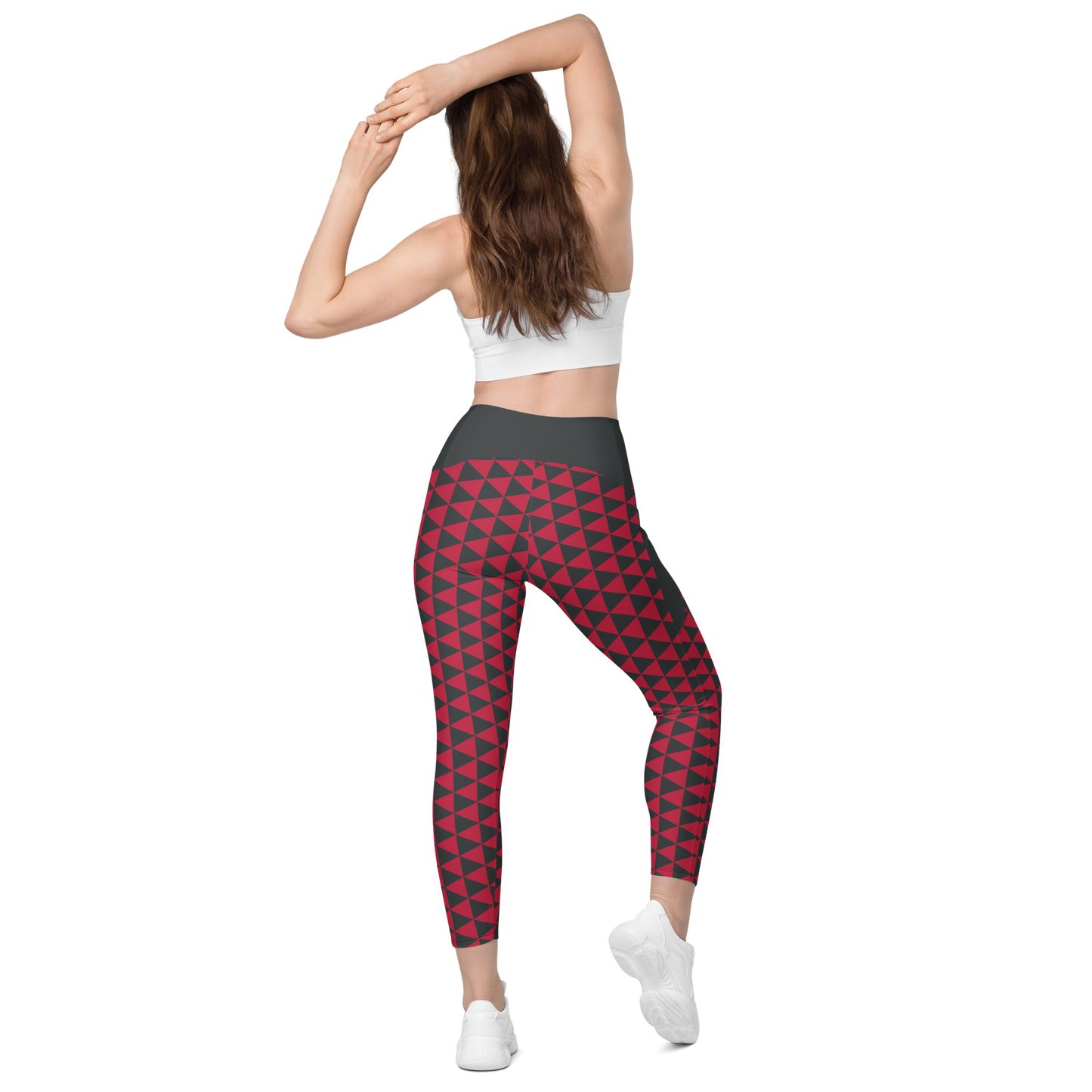 Red Uroko Leggings with pockets - Oni Threads