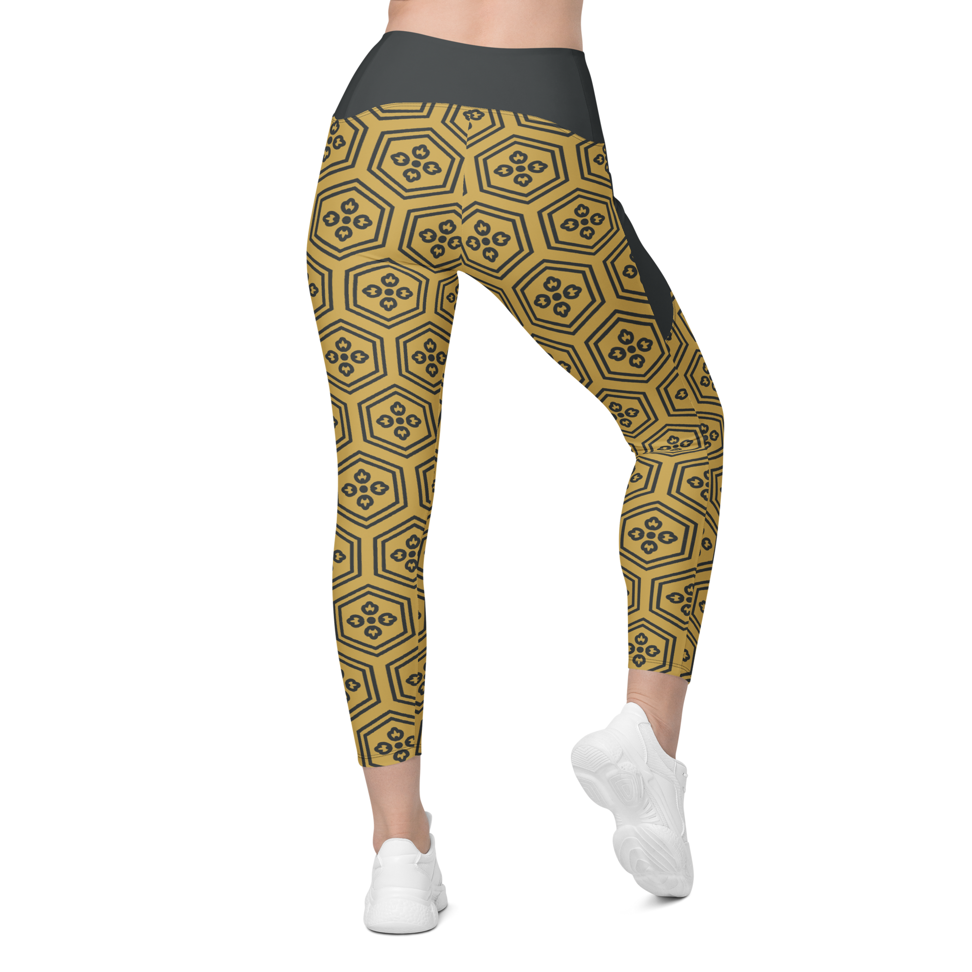 Gold Kikkou Leggings with pockets - Oni Threads