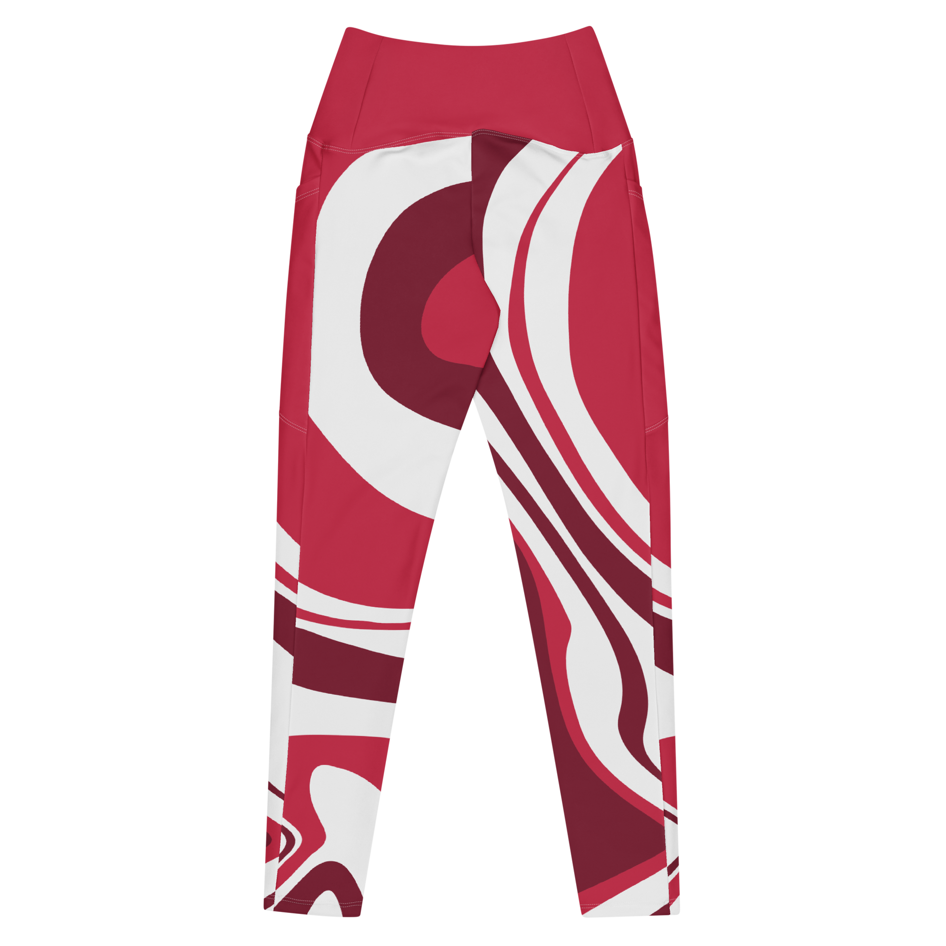 Red Suminagashi Leggings with pockets - Oni Threads