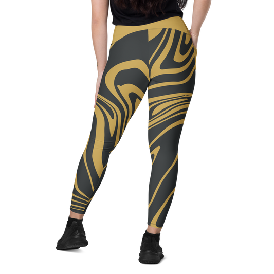 Gold Suminagashi Leggings with pockets - Oni Threads