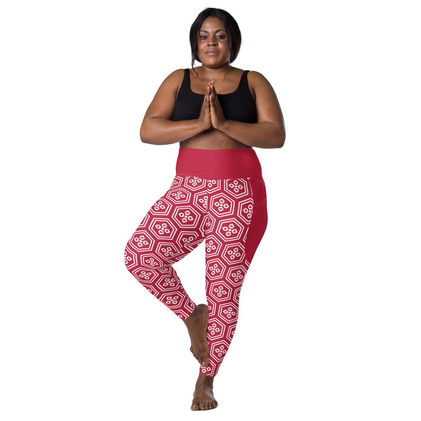 Red Kikkou Leggings with pockets - Oni Threads