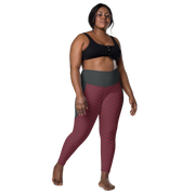 Red Seigaiha Leggings with pockets