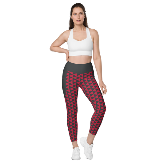 Red Uroko Leggings with pockets - Oni Threads