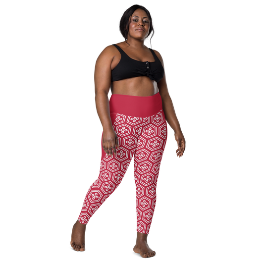 Red Kikkou Leggings with pockets - Oni Threads