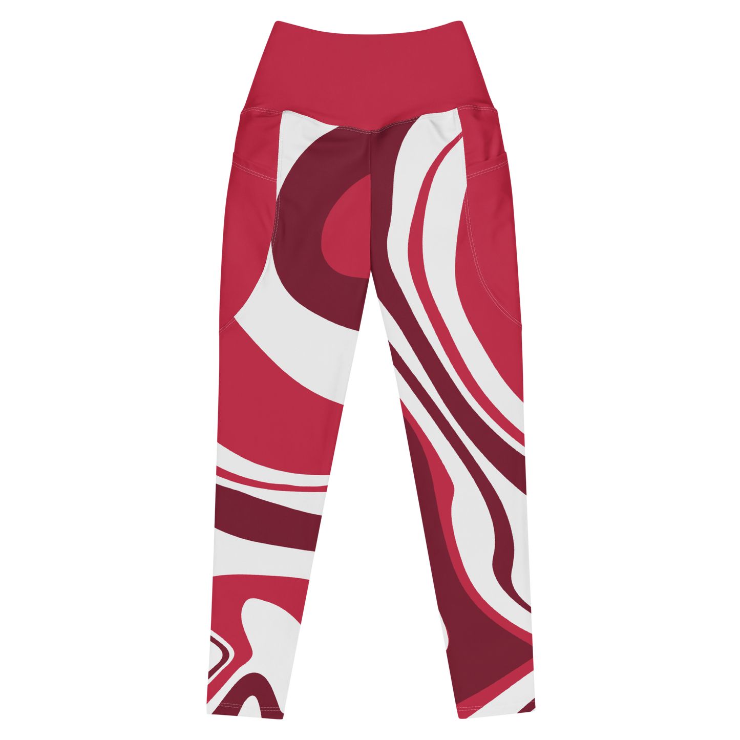 Red Suminagashi Leggings with pockets - Oni Threads