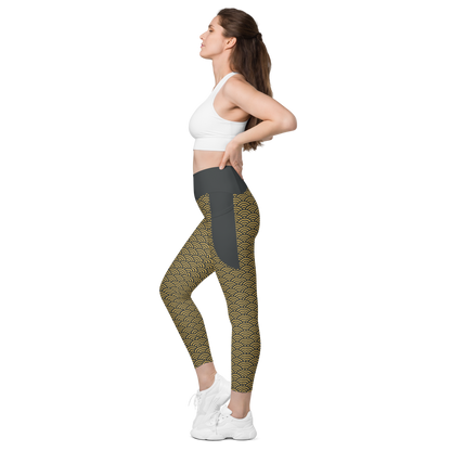 Gold Seigaiha Leggings with pockets - Oni Threads