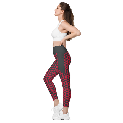 Red Uroko Leggings with pockets - Oni Threads