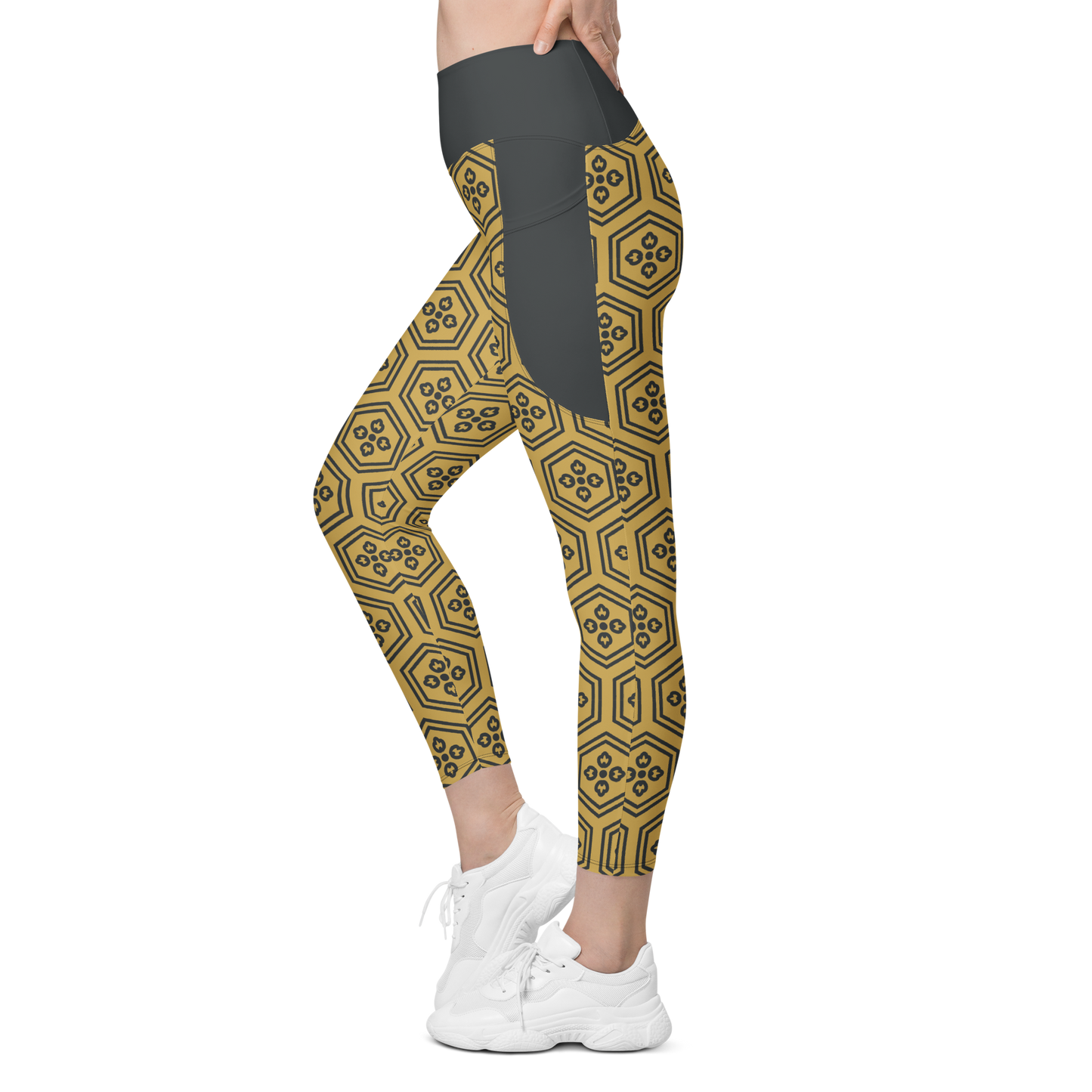 Gold Kikkou Leggings with pockets - Oni Threads