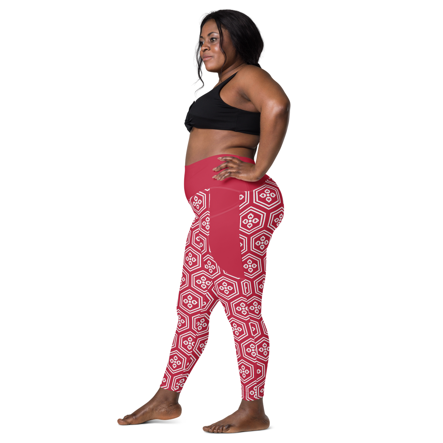 Red Kikkou Leggings with pockets - Oni Threads