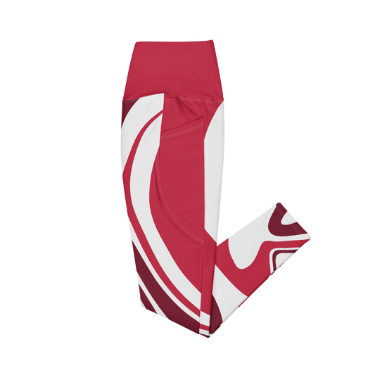 Red Suminagashi Leggings with pockets - Oni Threads