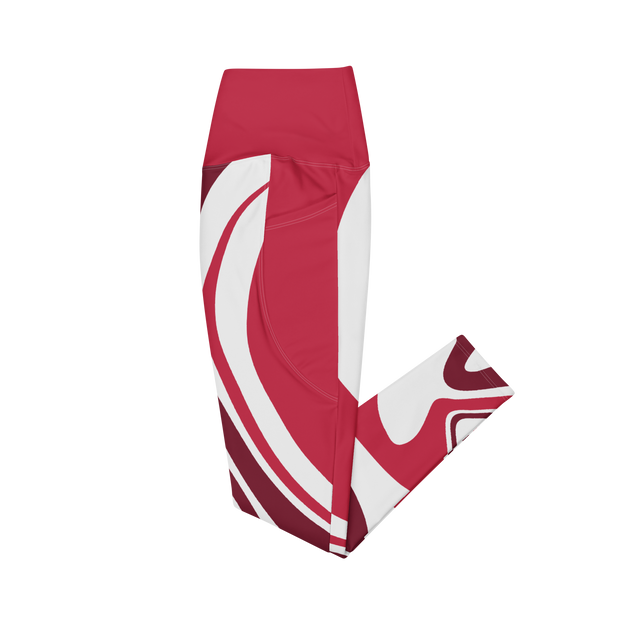 Red Suminagashi Leggings with pockets