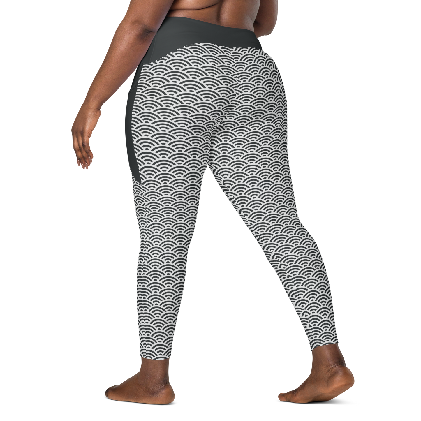 White Seigaiha Leggings with pockets - Oni Threads