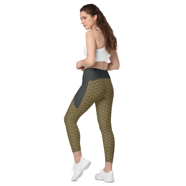 Gold Seigaiha Leggings with pockets