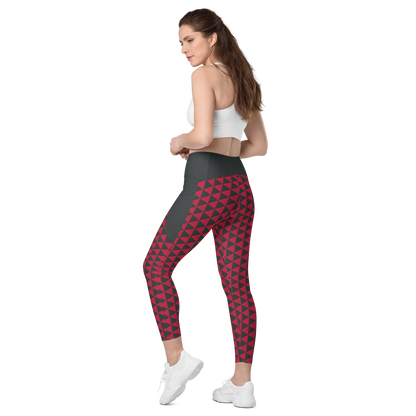 Red Uroko Leggings with pockets - Oni Threads