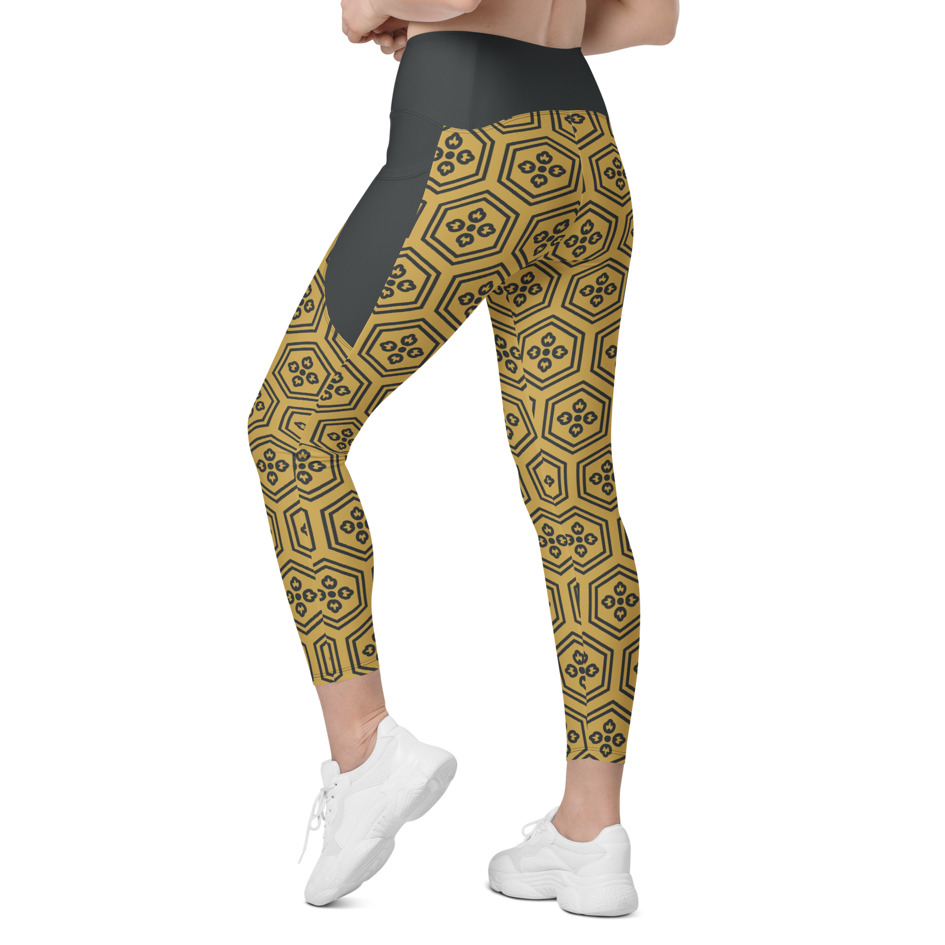 Gold Kikkou Leggings with pockets - Oni Threads