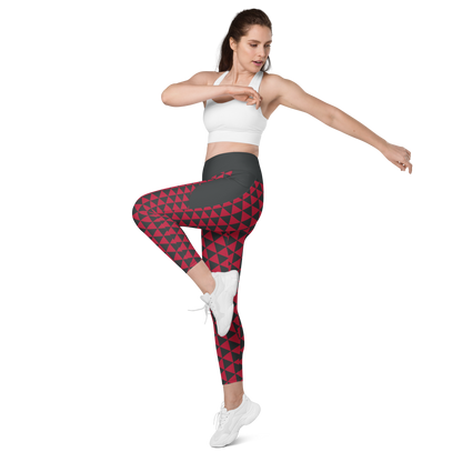 Red Uroko Leggings with pockets - Oni Threads