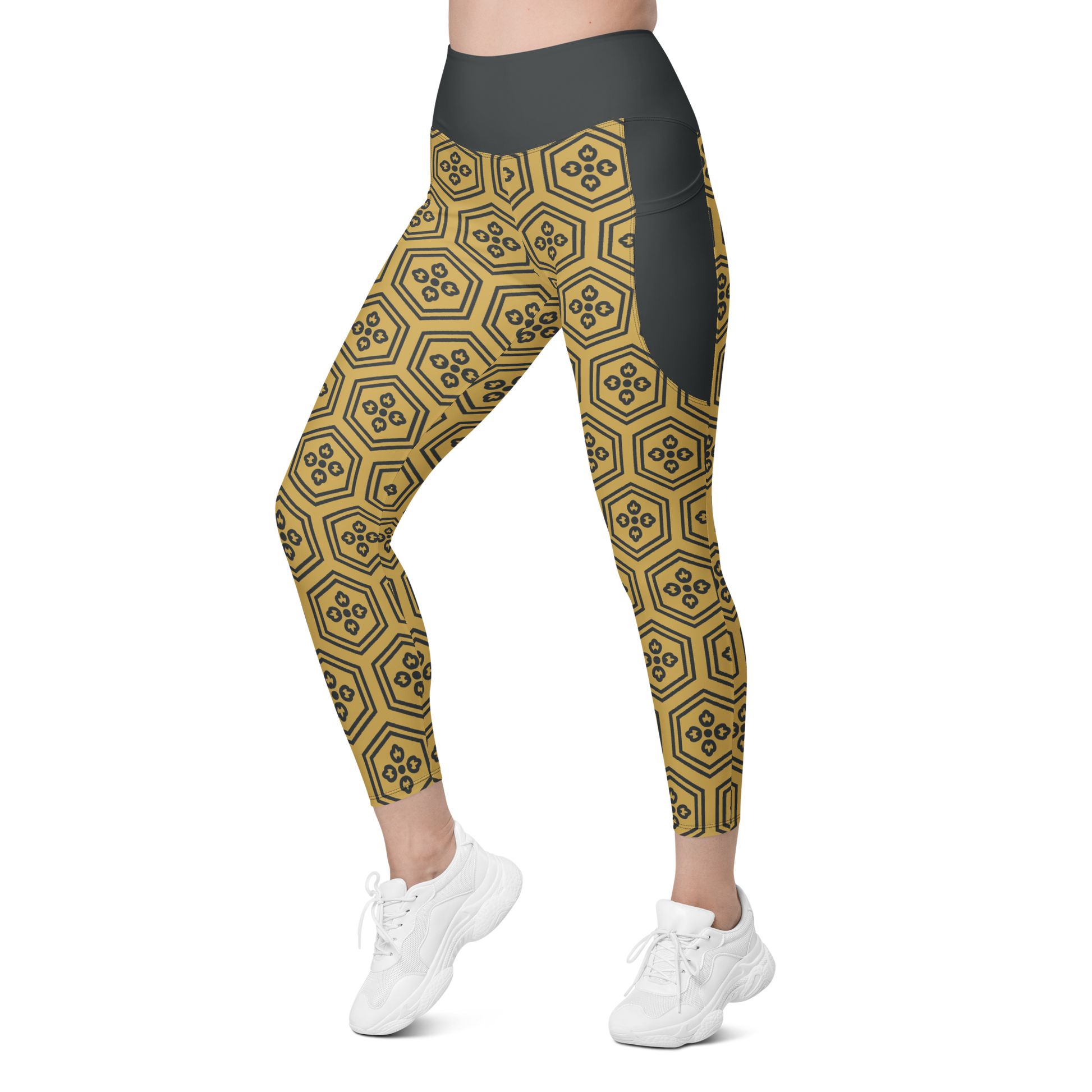 Gold Kikkou Leggings with pockets - Oni Threads