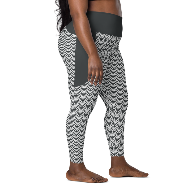 White Seigaiha Leggings with pockets