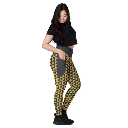 Gold Uroko Leggings with pockets - Oni Threads