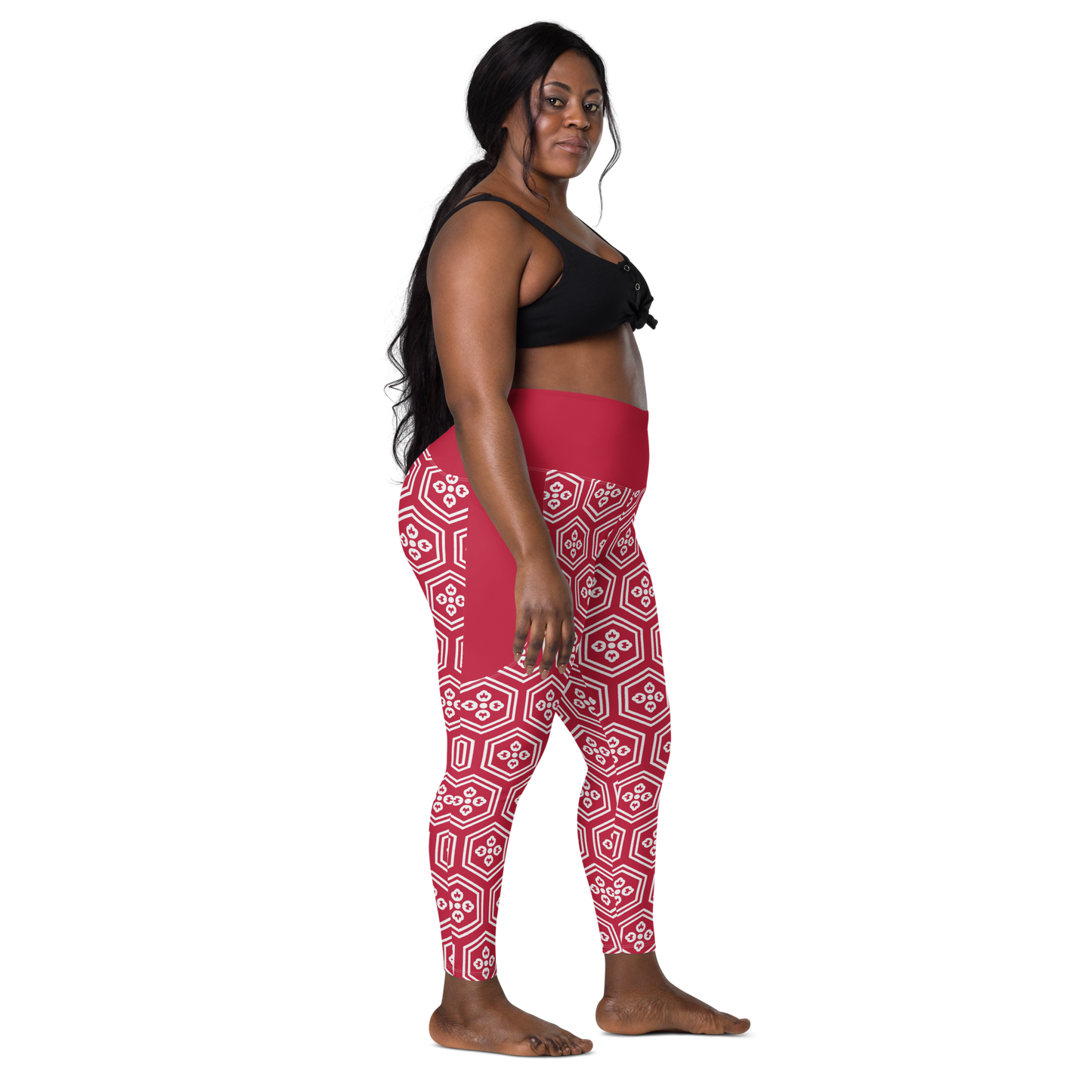 Red Kikkou Leggings with pockets - Oni Threads