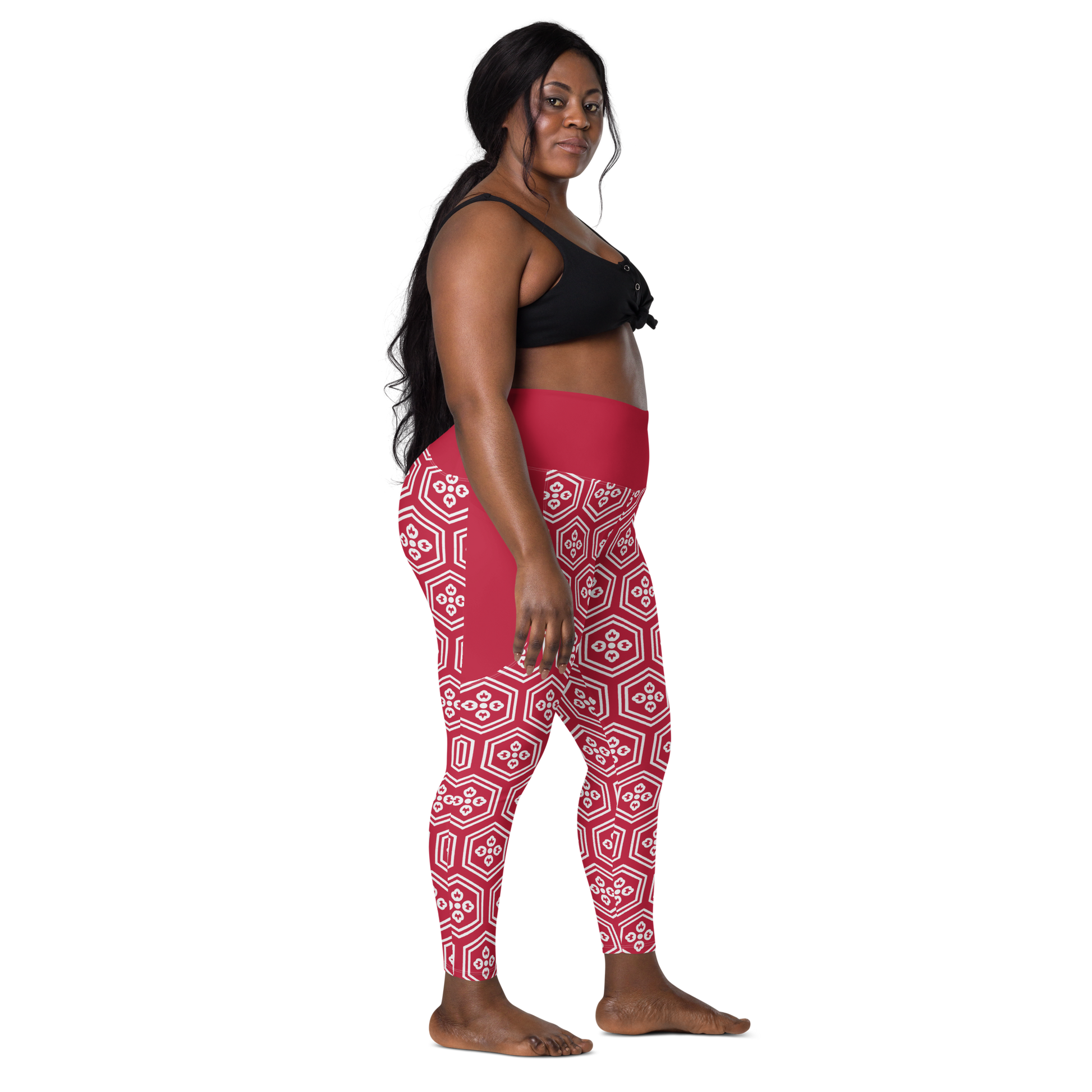 Red Kikkou Leggings with pockets - Oni Threads