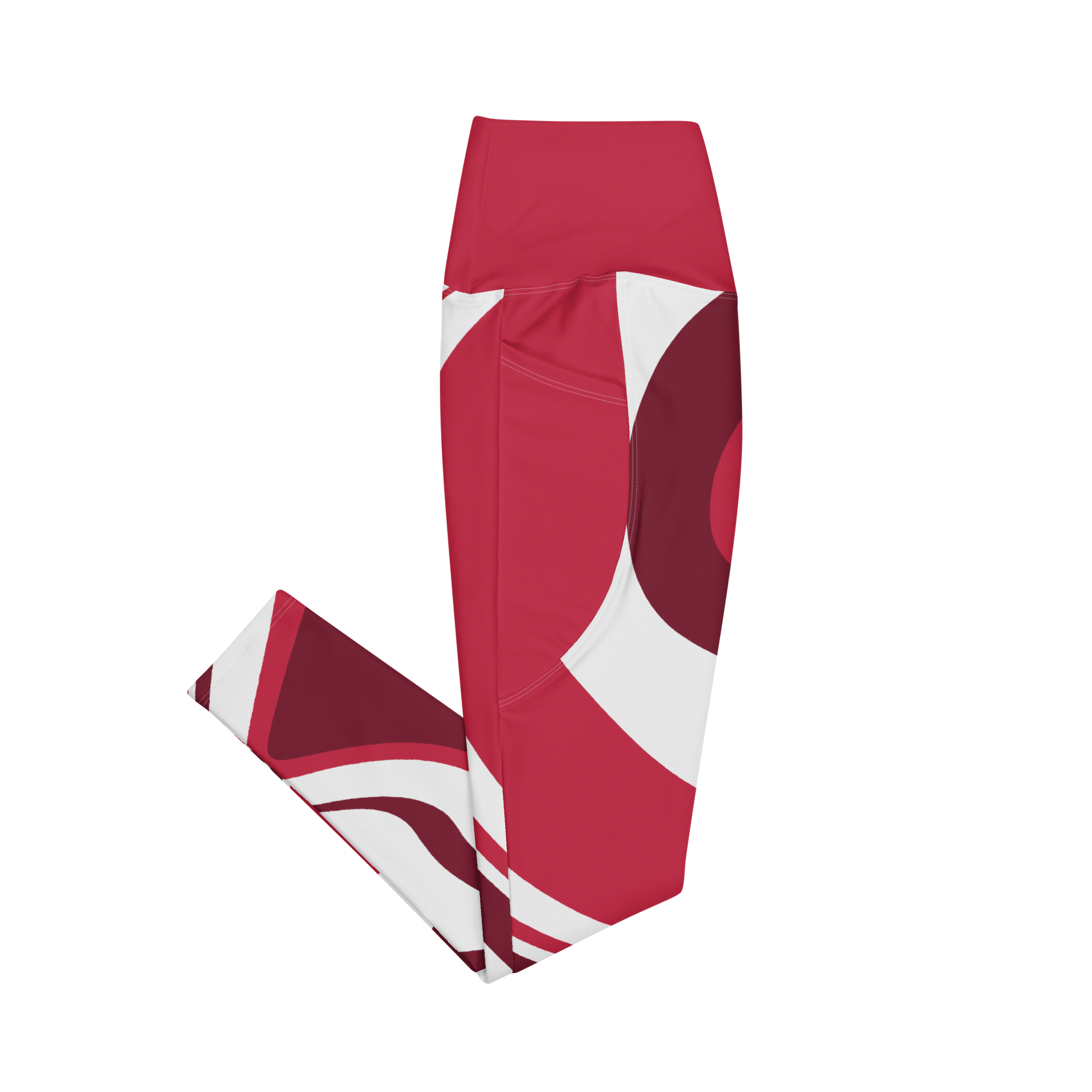 Red Suminagashi Leggings with pockets - Oni Threads