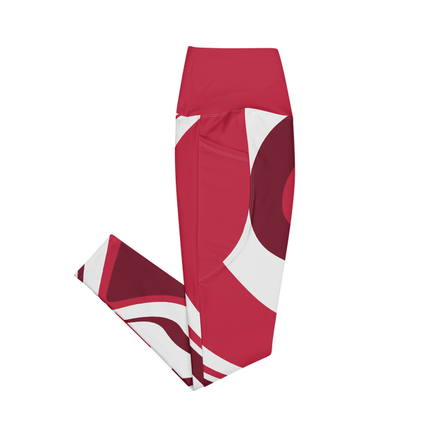 Red Suminagashi Leggings with pockets