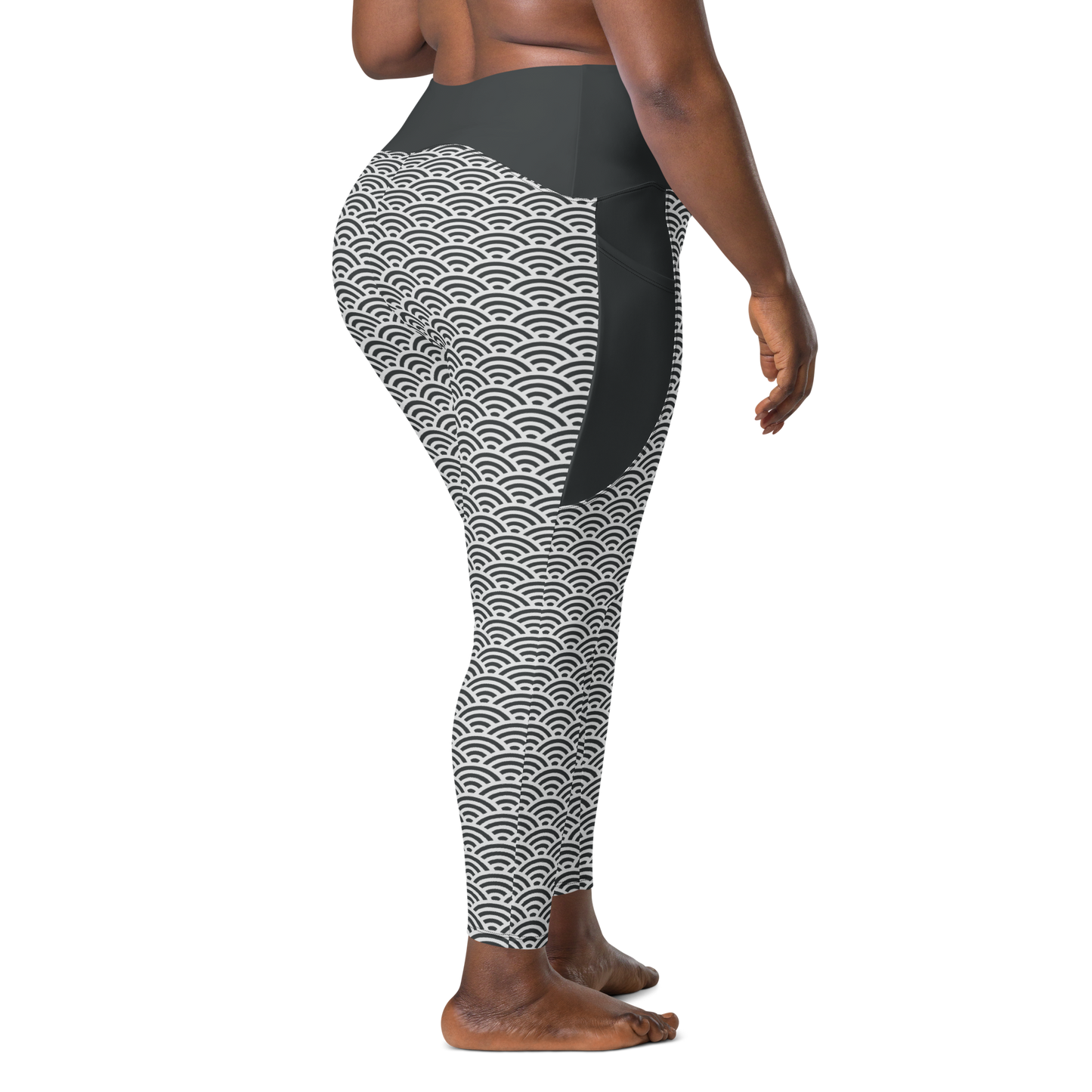 White Seigaiha Leggings with pockets - Oni Threads