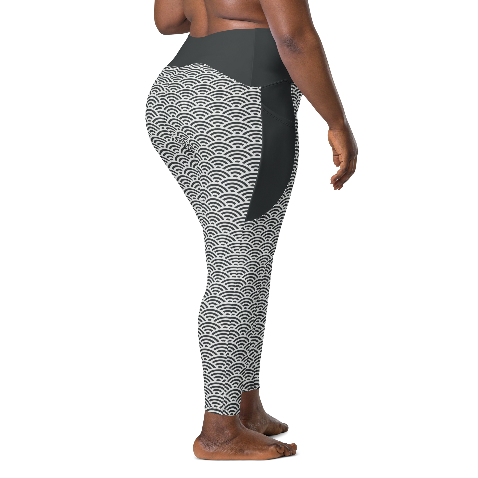 White Seigaiha Leggings with pockets - Oni Threads