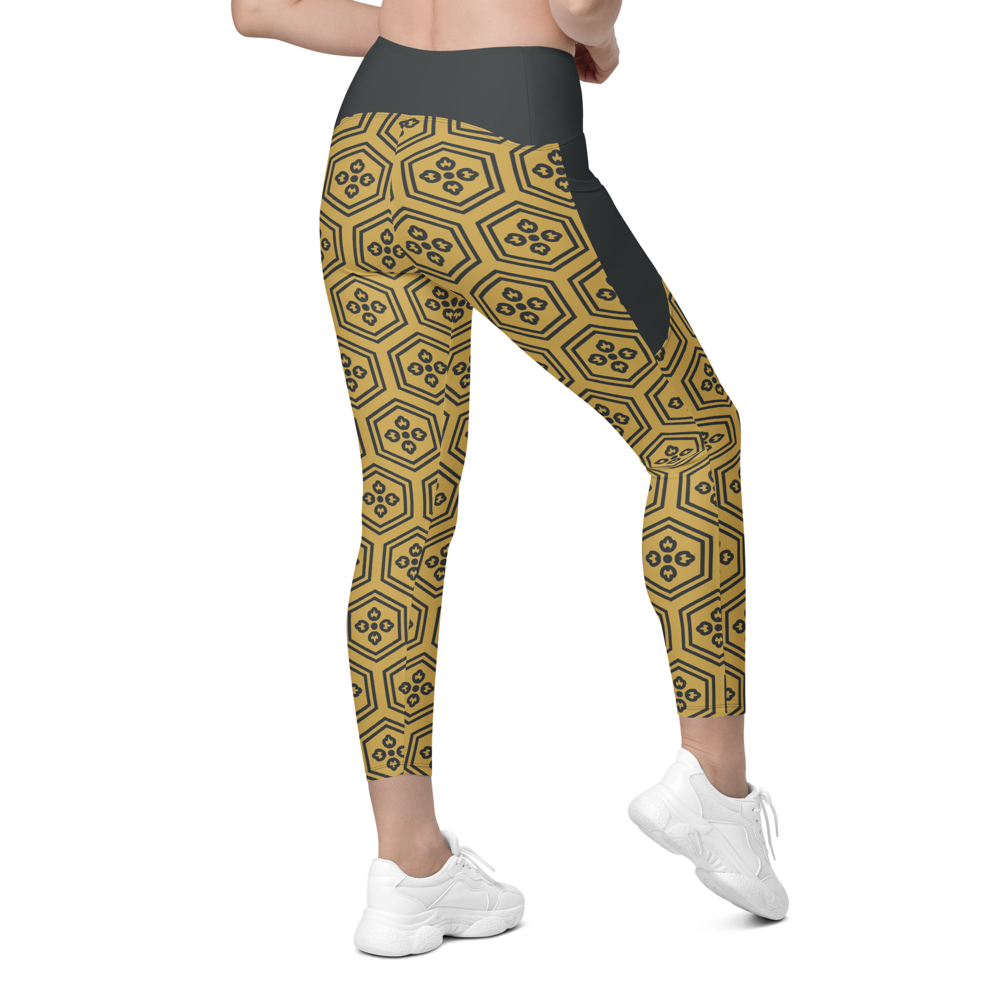 Gold Kikkou Leggings with pockets - Oni Threads