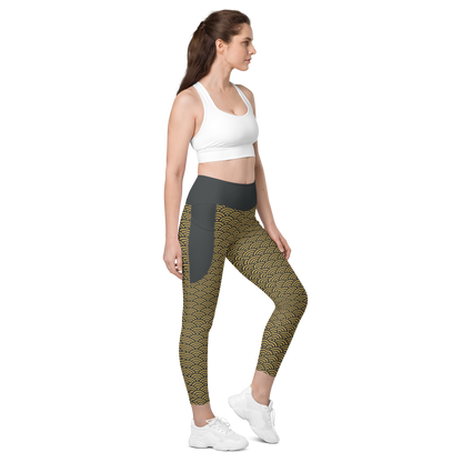 Gold Seigaiha Leggings with pockets - Oni Threads