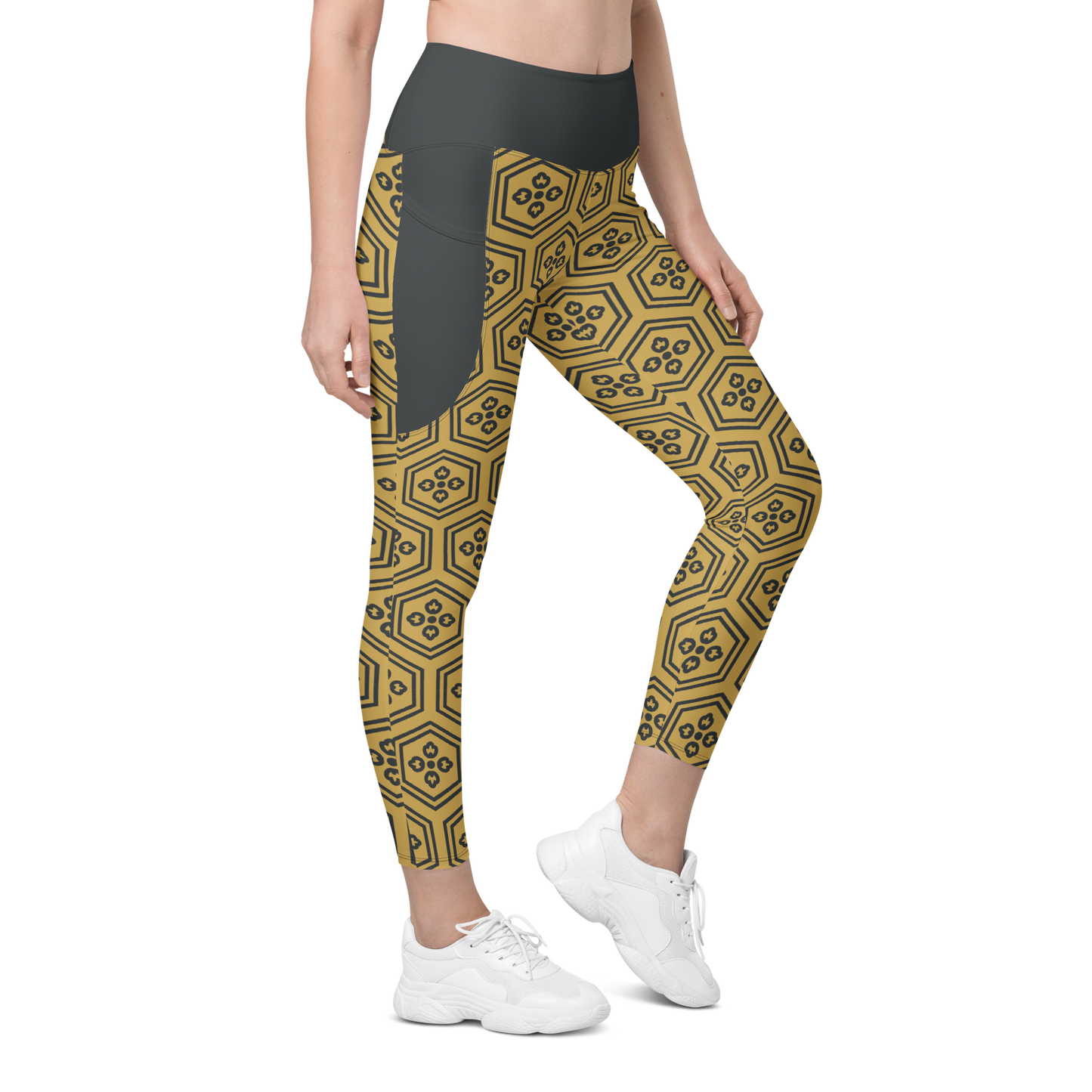 Gold Kikkou Leggings with pockets - Oni Threads