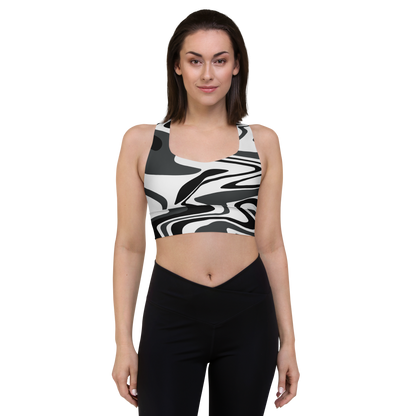 Charcoal Suminagashi Longline sports bra - Oni Threads