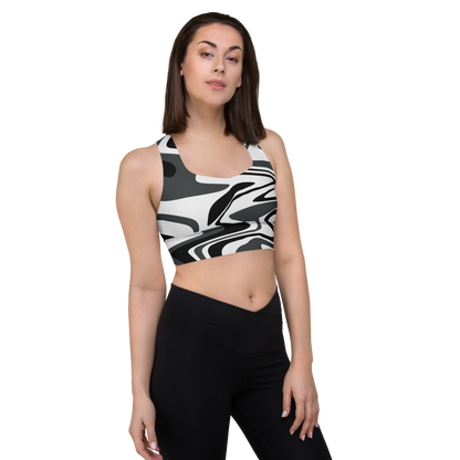 Charcoal Suminagashi Longline sports bra - Oni Threads